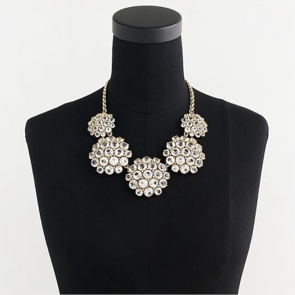 Jcrew Crystal Cluster Gold Statement Necklace - image 1